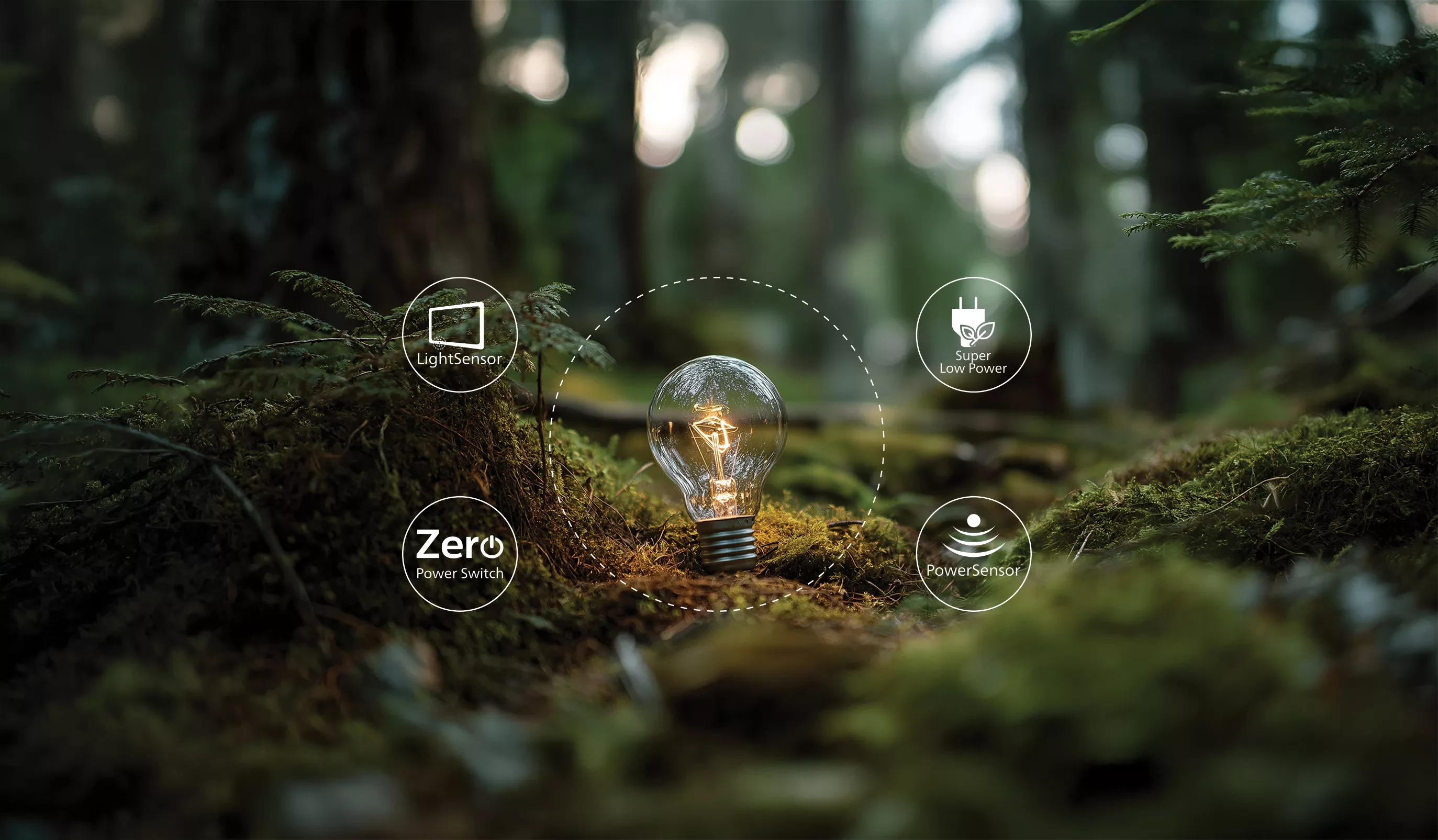 Eco values zero switch logo, light sensor logo, power sensor logo, super low power logo